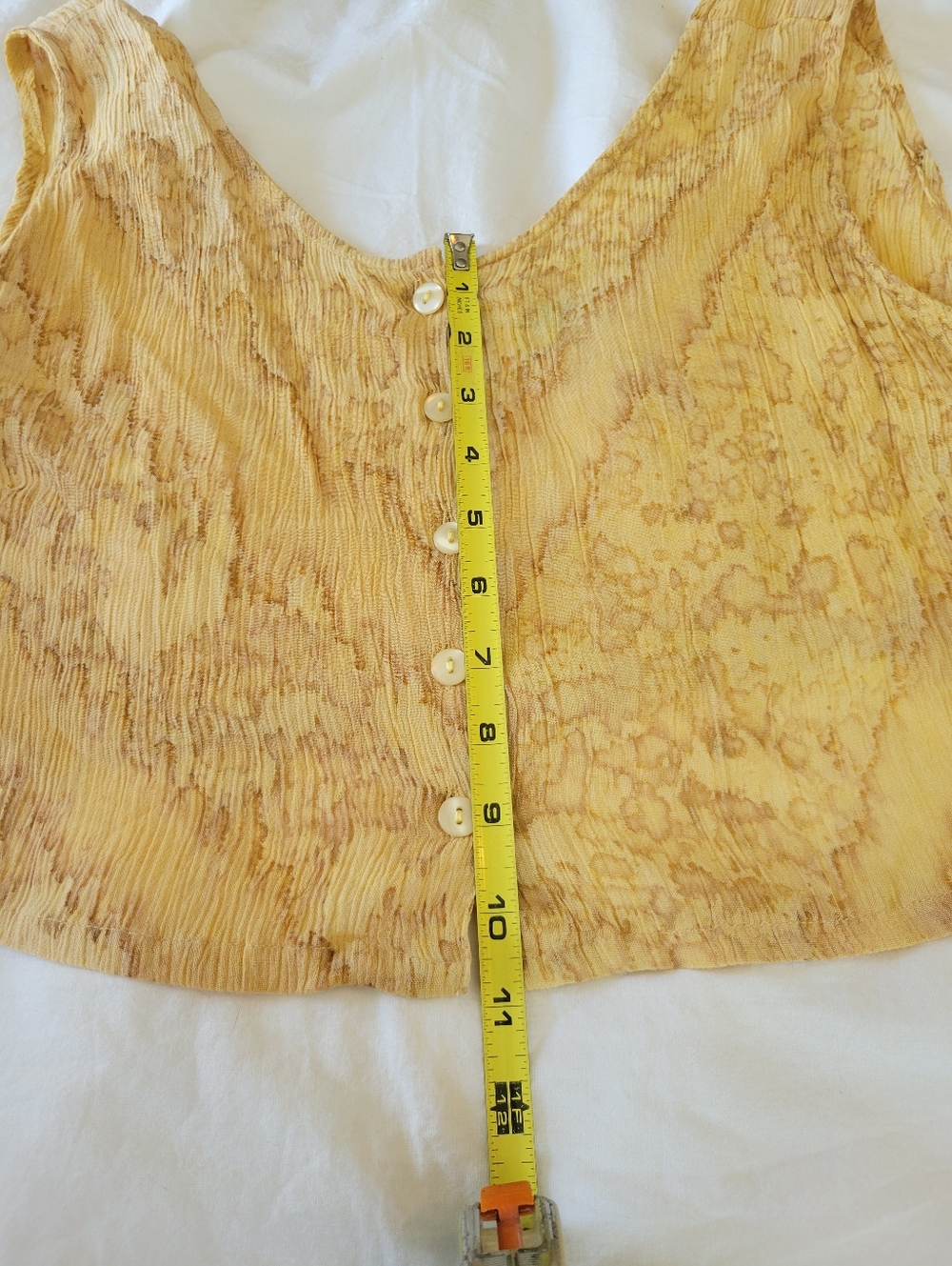 Vintage Encounter Crop Top With Buttons Womens Size Small Yellow Boho Hippie - Picture 9 of 11